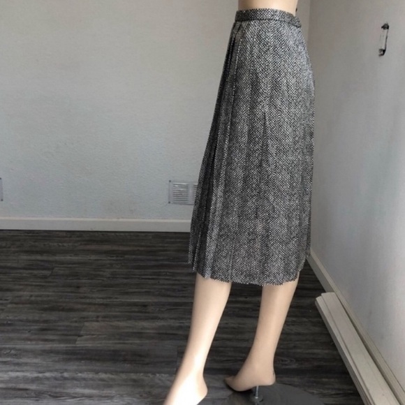 Vintage animal print plated midi skirt cream,black - Picture 7 of 9